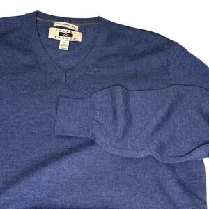 Joseph Abboud Merino Wool V-neck Pullover Sweater Men's L Blue